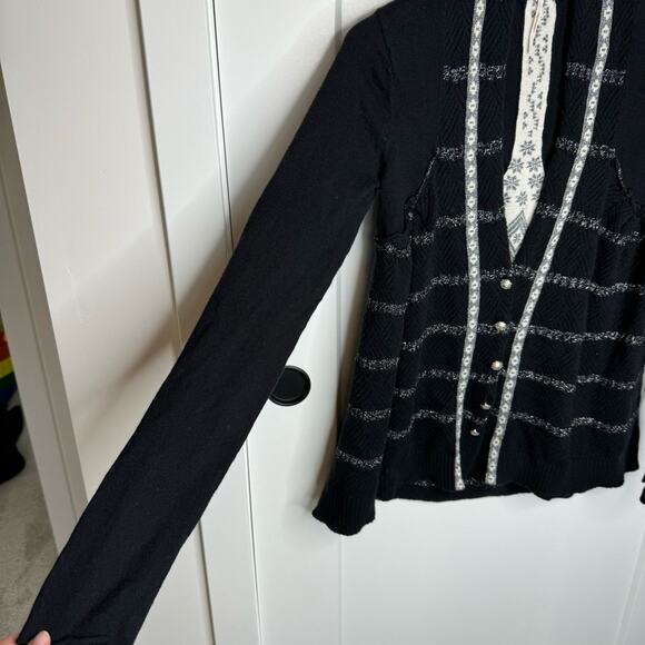 Free People Wool Knit Glitter Button Down Cardigan Sweater Size Small - Picture 3 of 7